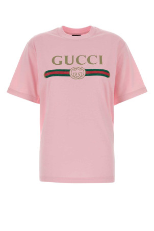 Pink cotton blend t-shirt GUCCI (865015XJHUF)