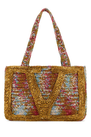 Multicolor raffia medium VLogo Signature shopping bag VALENTINO GARAVANI (8W2B0S11KUI)