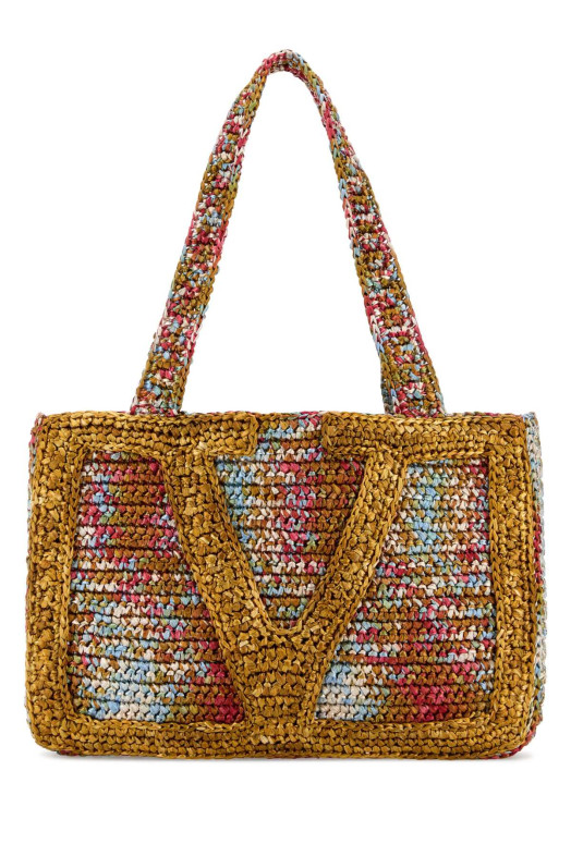 Multicolor raffia medium VLogo Signature shopping bag VALENTINO GARAVANI (8W2B0S11KUI)