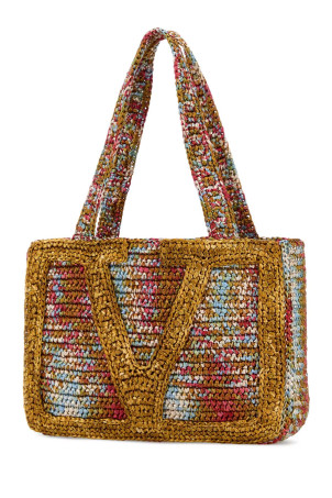 Multicolor raffia medium VLogo Signature shopping bag VALENTINO GARAVANI (8W2B0S11KUI)