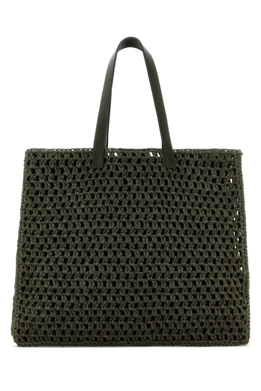 Army green crochet large Rio shopping bag ANINE BING (A1311823)