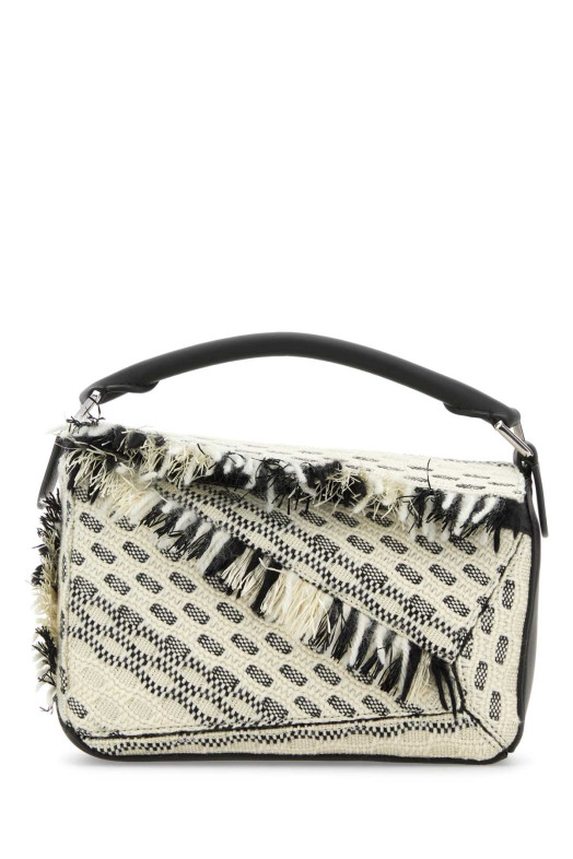 Two-tone fabric Puzzle handbag White/Black LOEWE (A510S21XCJ)