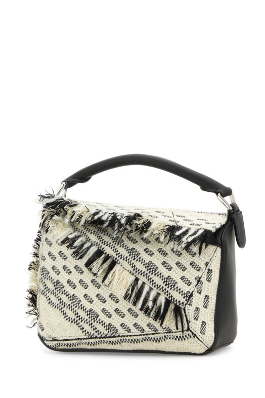 Two-tone fabric Puzzle handbag White/Black LOEWE (A510S21XCJ)