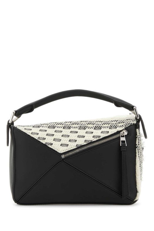 Two-tone fabric Puzzle handbag White/Black LOEWE (A510S21XCJ)