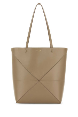 Beige leather medium Puzzle Fold shopping bag Brown LOEWE (A657G50X01)