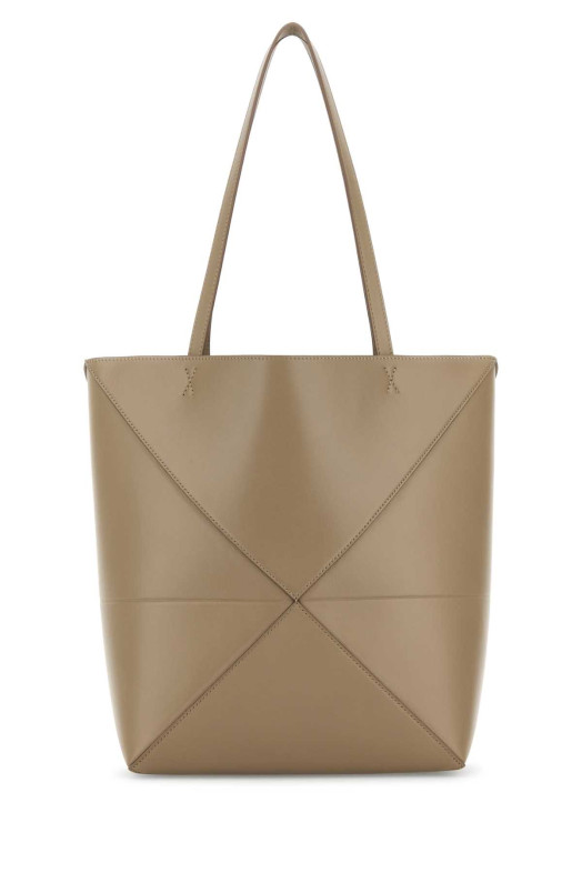 Beige leather medium Puzzle Fold shopping bag Brown LOEWE (A657G50X01)