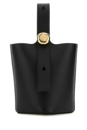 Black leather mini Pebble bucket bag Black LOEWE (AANBBBMX01)