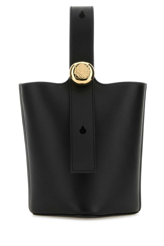 Black leather mini Pebble bucket bag Black LOEWE (AANBBBMX01)