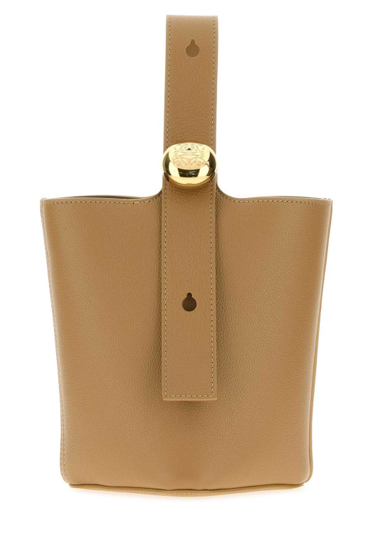 Beige leather mini Pebble bucket bag Beige LOEWE (AANBBBMX31)