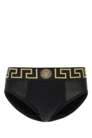 Black stretch cotton brief VERSACE (AU100271A10011)