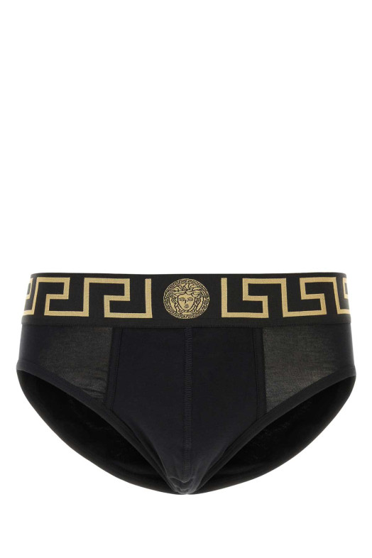 Black stretch cotton brief VERSACE (AU100271A10011)