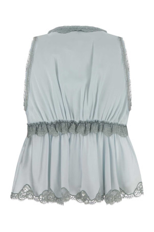 Pastel light-blue satin top CHLOE (CH25WHT24008)