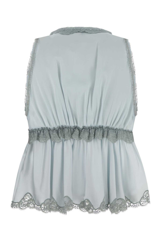 Pastel light-blue satin top CHLOE (CH25WHT24008)