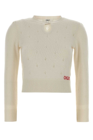 White wool blend sweater Beige CHLOE (CH25WMP08590)