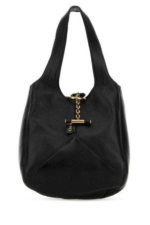 Black leather small ChloÃ¨ Balloon bucket bag CHLOE (CH25WS644Q15)