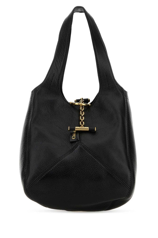 Black leather small ChloÃ¨ Balloon bucket bag CHLOE (CH25WS644Q15)