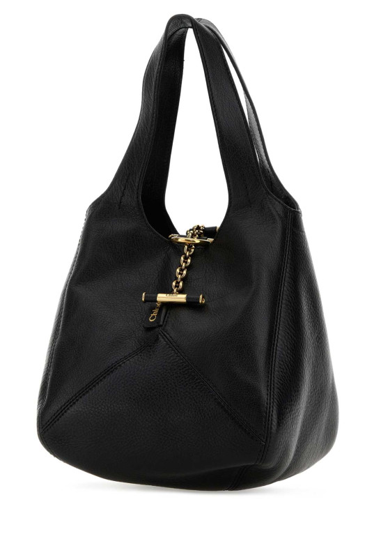 Black leather small ChloÃ¨ Balloon bucket bag CHLOE (CH25WS644Q15)