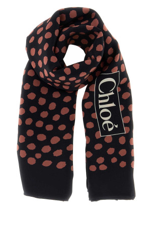 Printed silk ChloÃ© Spotted foulard Black CHLOE (CH26STC05SJC)