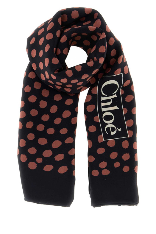 Printed silk ChloÃ© Spotted foulard Black CHLOE (CH26STC05SJC)
