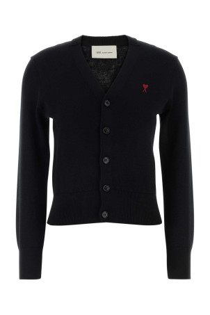 Black wool cardigan White AMI (FKC374001)