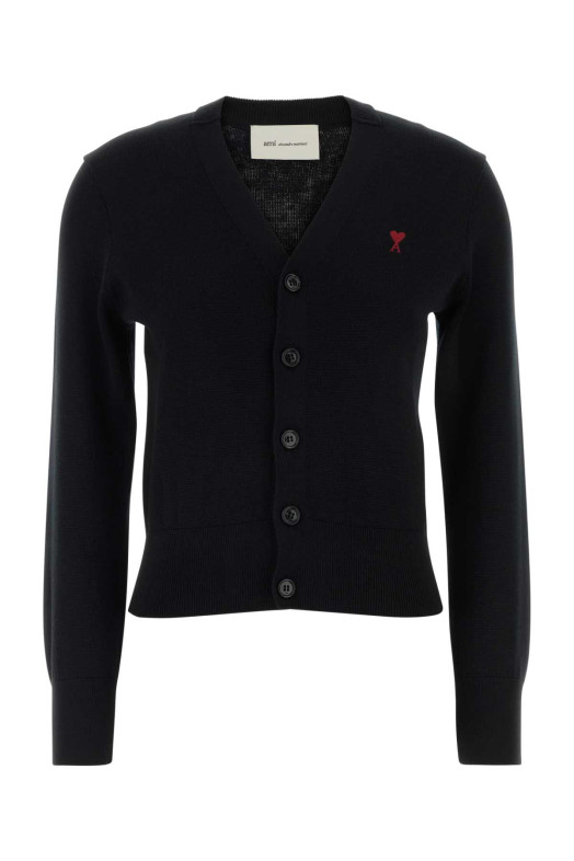 Black wool cardigan White AMI (FKC374001)