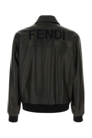 Black leather bomber jacket FENDI (FPJ139ATJZ)