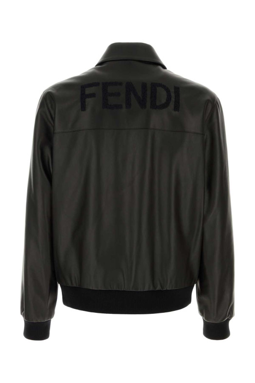 Black leather bomber jacket FENDI (FPJ139ATJZ)