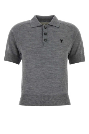 Grey wool polo shirt AMI (FPL439KN0039)
