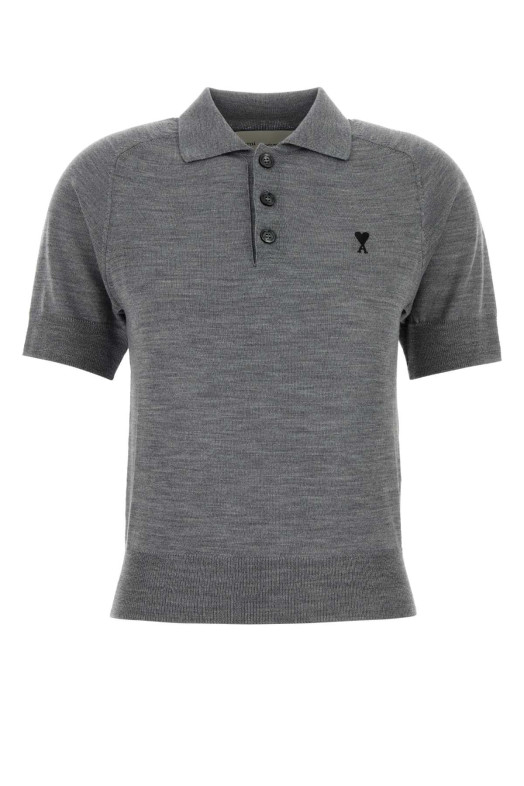 Grey wool polo shirt AMI (FPL439KN0039)