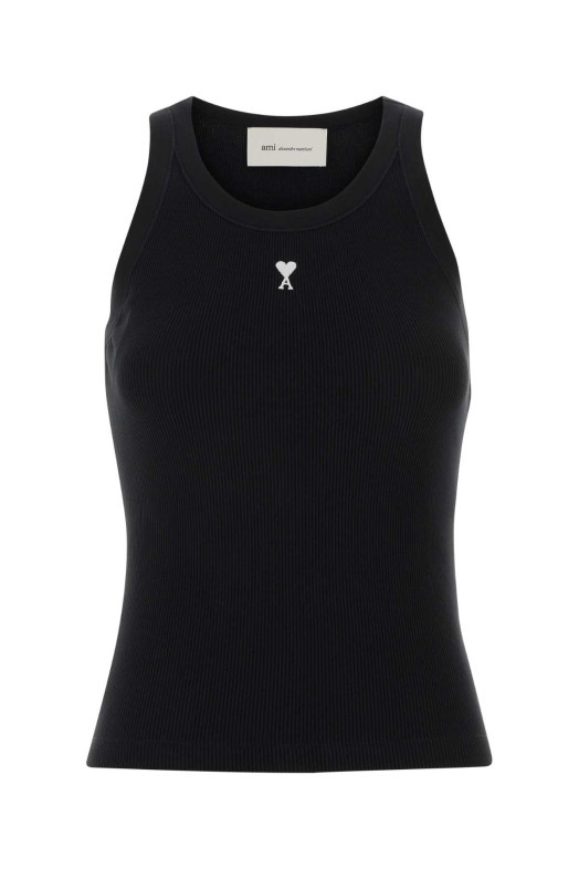Black stretch cotton tank top AMI (FTP811JE0117)