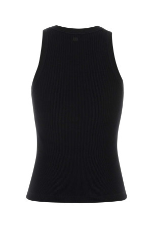 Black stretch cotton tank top AMI (FTP811JE0117)