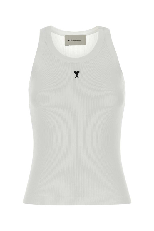 White stretch cotton tank top White AMI (FTP811JE0117)