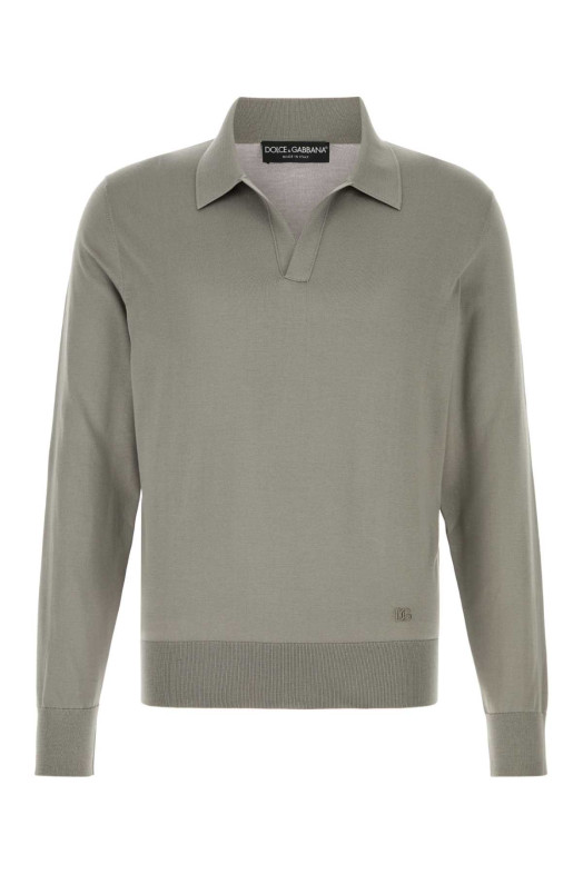 Grey silk polo shirt DOLCE & GABBANA (GXZA1ZJBSO5)