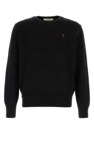 Black wool sweater White AMI (HKS826001)