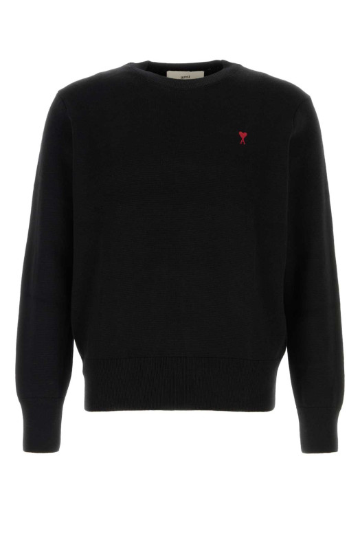 Black wool sweater White AMI (HKS826001)