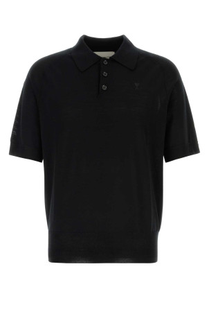 Black wool polo shirt AMI (HPL438KN0039)