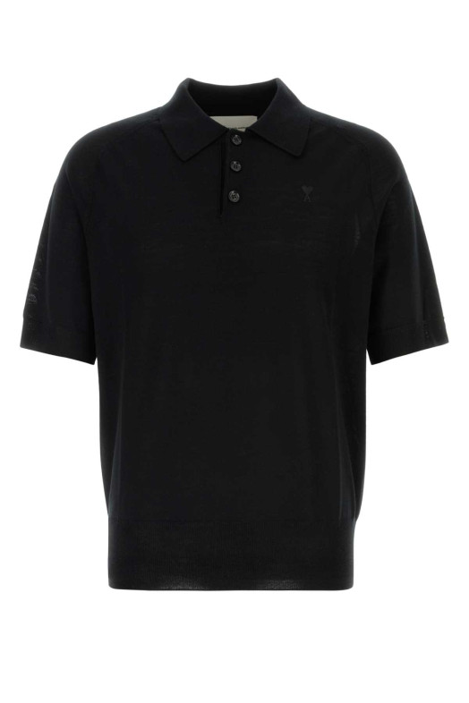 Black wool polo shirt AMI (HPL438KN0039)