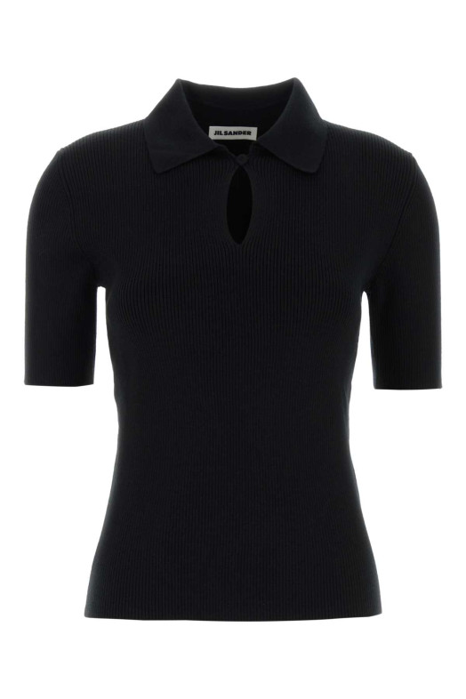 Black wool polo shirt JIL SANDER (J01GL0104J14831)