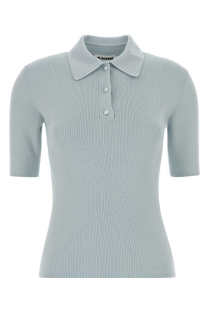 Pastel light-blue wool polo shirt JIL SANDER (J02GL0115J14830)