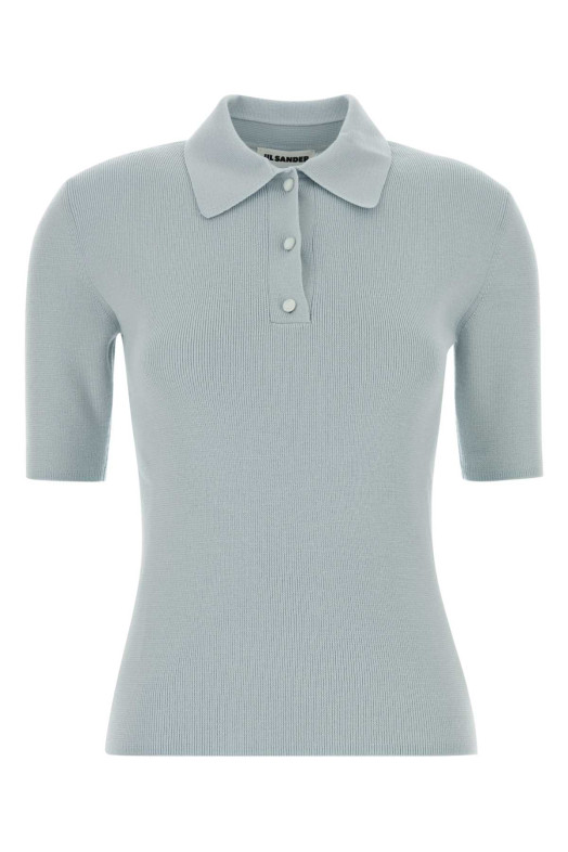 Pastel light-blue wool polo shirt JIL SANDER (J02GL0115J14830)
