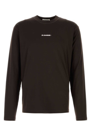 Chocolate stretch polyester t-shirt Brown JIL SANDER (J47GC0022J20033)