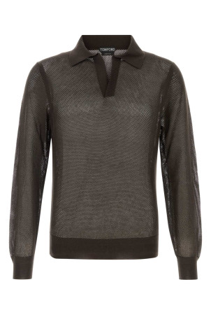 Chocolate mesh polo shirt TOM FORD (KPL054YMC046)