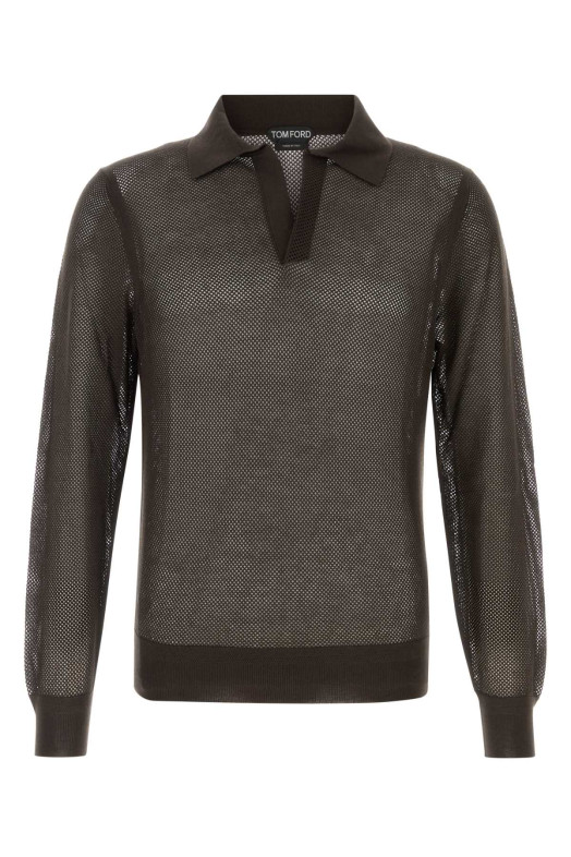 Chocolate mesh polo shirt TOM FORD (KPL054YMC046)