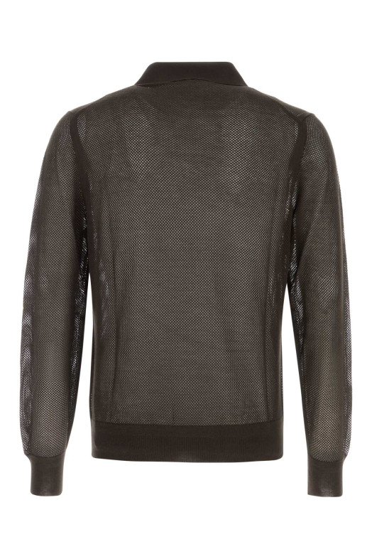 Chocolate mesh polo shirt TOM FORD (KPL054YMC046)