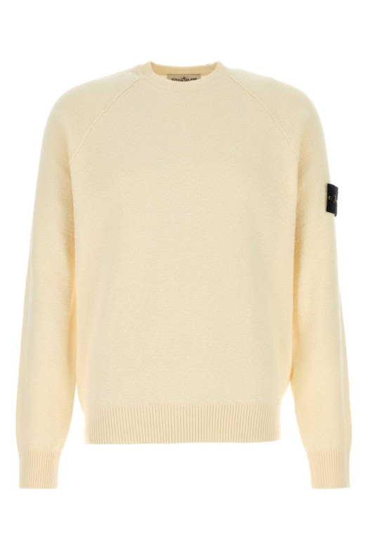 Cream cotton sweater White STONE ISLAND (L1S155100020S01B9)