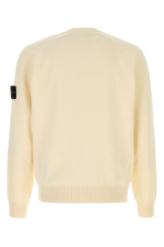 Cream cotton sweater White STONE ISLAND (L1S155100020S01B9)