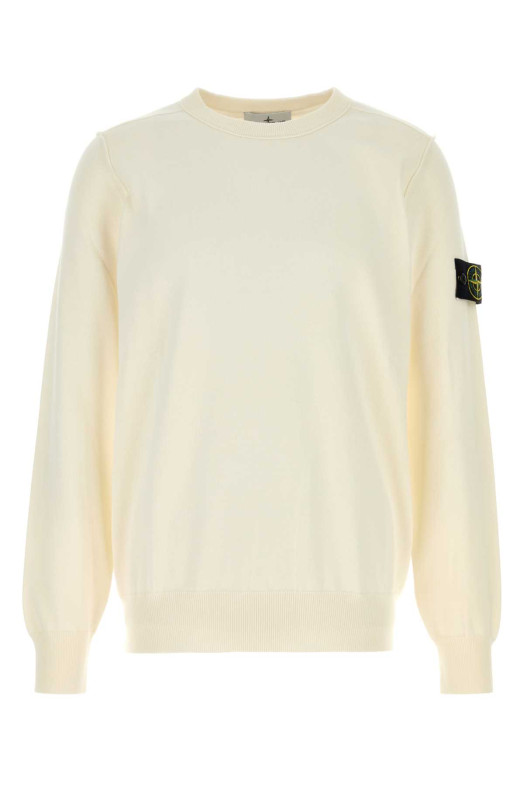 Ivory cotton sweater White STONE ISLAND (L1S155100053S00B2)