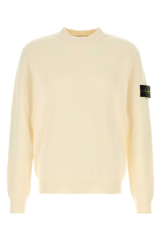 Ivory cotton sweater White STONE ISLAND (L1S155100154S00D8)