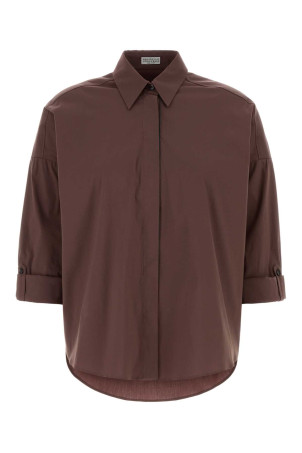 Chocolate stretch poplin shirt BRUNELLO CUCINELLI (M0091MA636)