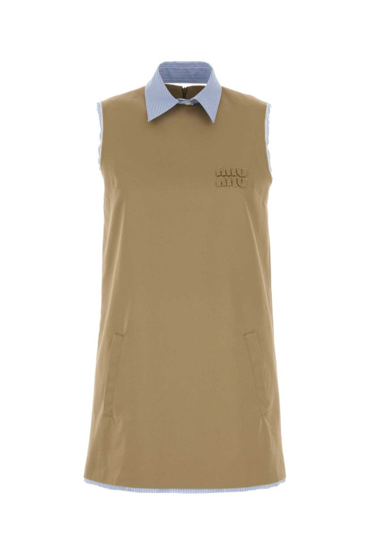 Cappuccino cotton mini dress MIU MIU (MF6229SOOO1UPX)